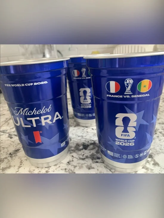 🆕- FIFA World Cup 2026 Mich. Ultra Aluminum Beer Cups(4)