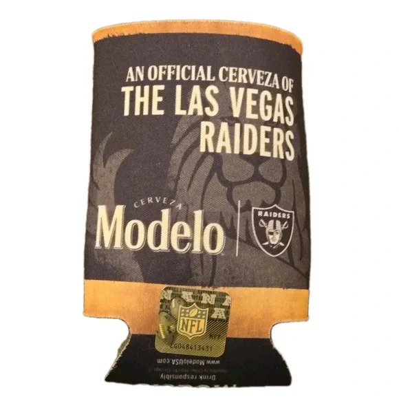 Las Vegas Raiders NFL Modelo Can Coozie Beer Soda Sleeve‎ Black Silver New Gift