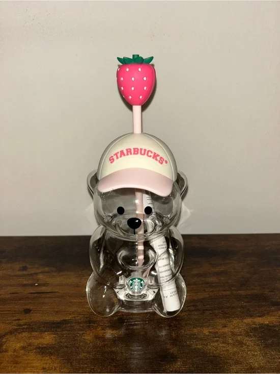 2026 Starbucks Bearista Bear Cup Strawberry Pink Baseball Hat AUTHENTIC
