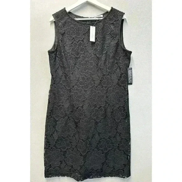New York & Company Women’s Size 14‎ Black Floral Lace Overlay Sheath Dress