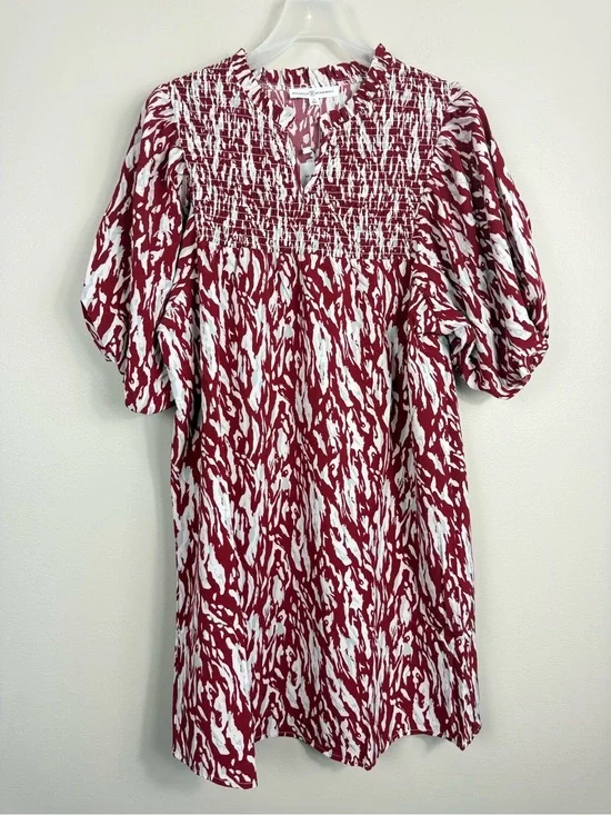 Michelle Mcdowell Amelia Dress Women Small Smocked White Red Football Sport