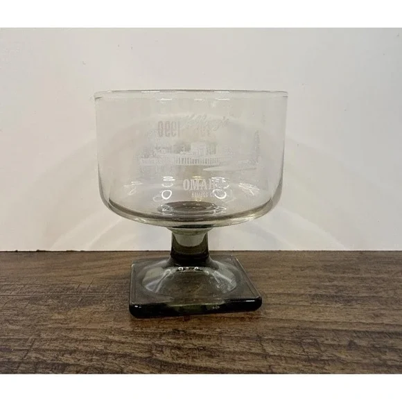 Vintage Kelloggs Company Omaha Nebraska  Footed Goblet Glass Square Base 1990