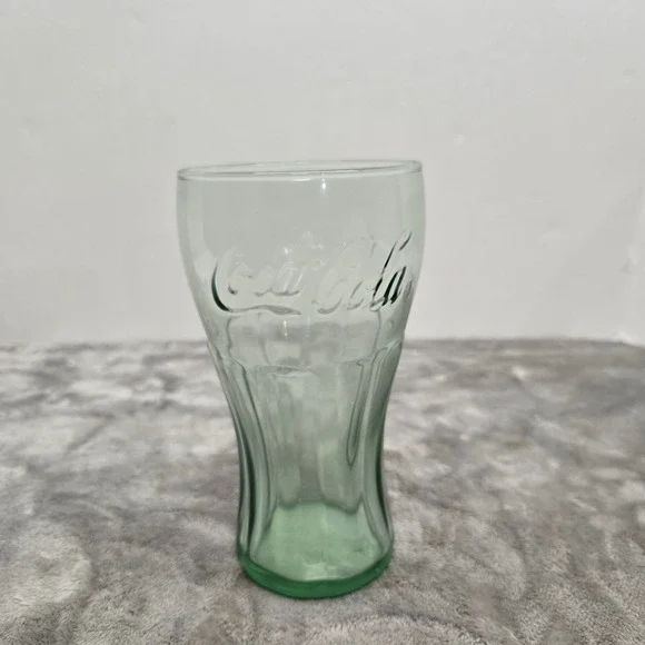 Coca-Cola Georgia Green Glass Tumbler Embossed Logo Contour Shape 6 inch
