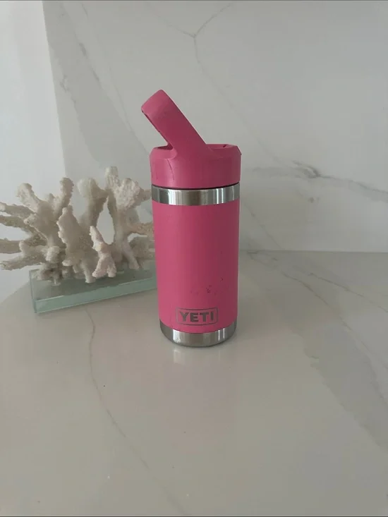 Yeti Pink Rambler Jr. Tumbler.