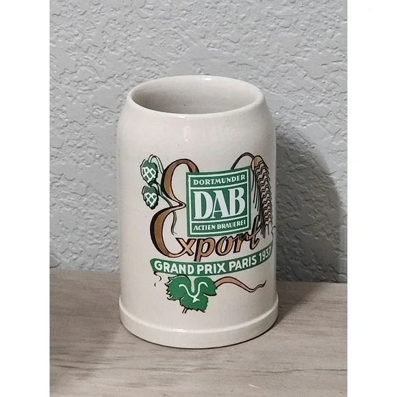 Vintage‎ DAB Pilsener Dortmunder 0.5L (24 oz) German Glass Beer Mug Stein 1930s