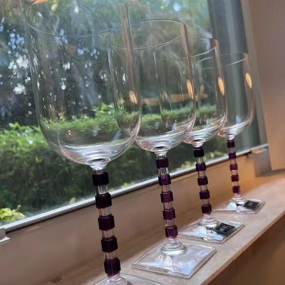 Mikasa Crystal Goblets-set of 4- “Amethyst Viewpoint”