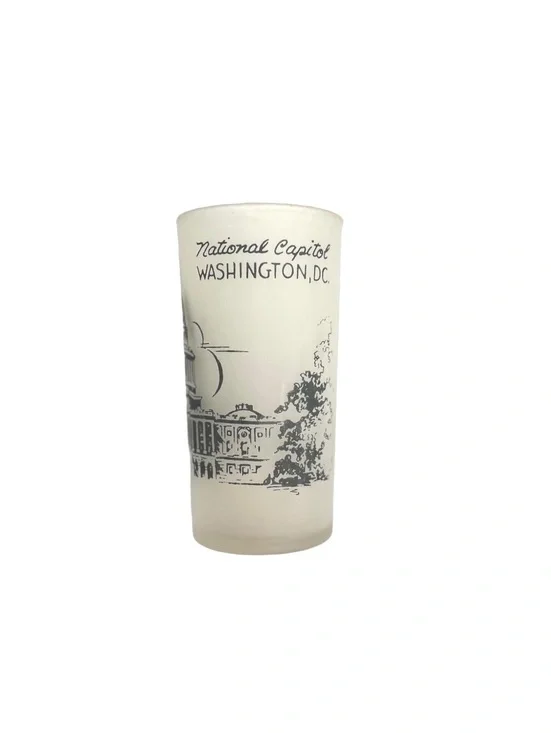 Vintage National Capitol Washington DC Frosted Glass Tumbler