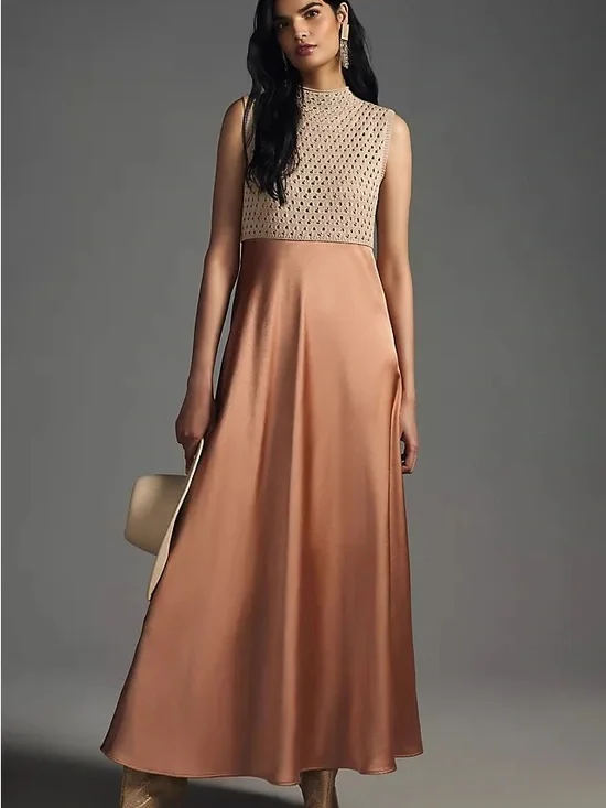 Anthropologie x Mare Mare Crochet Top Sleeveless Lined Maxi Dress NWT XXS