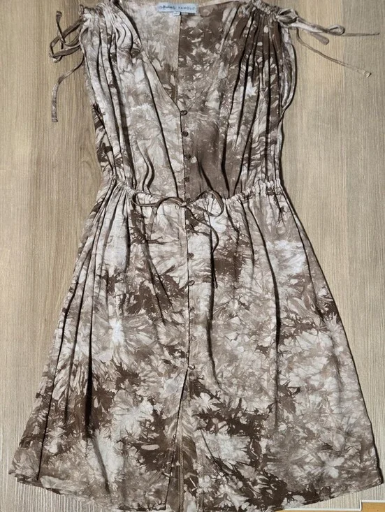 Absolutely Famous Brown & Cream Tie-Dye Button-Front Mini Dress