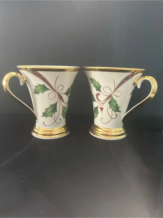 Lenox Holiday Nouveau Gold Accent Mugs Set of 2