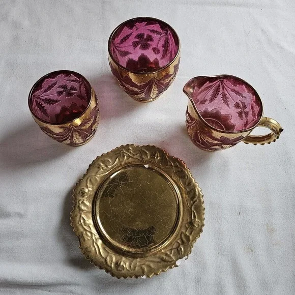 Delaware Glass‎ Ruby 4 piece Set
