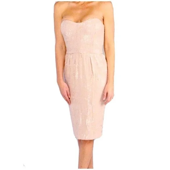 French‎ Connection Spicey Sequin Strapless Mini Dress Grey/Pink Spicy Size 8