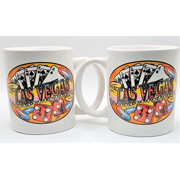 Set of 2 2004‎ Las Vegas RTSI Souvenir Coffee Mug Cup