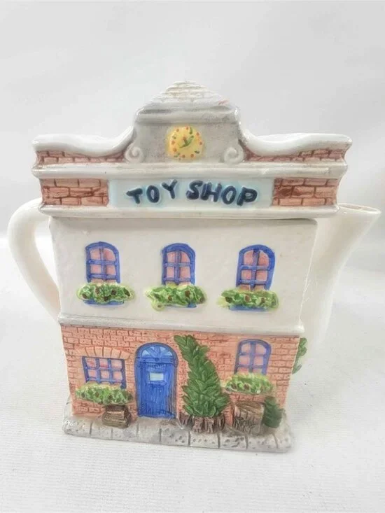 Toy Shop VINTAGE White/Multicolor Teapot w/Lid by Starite Industries, H-7