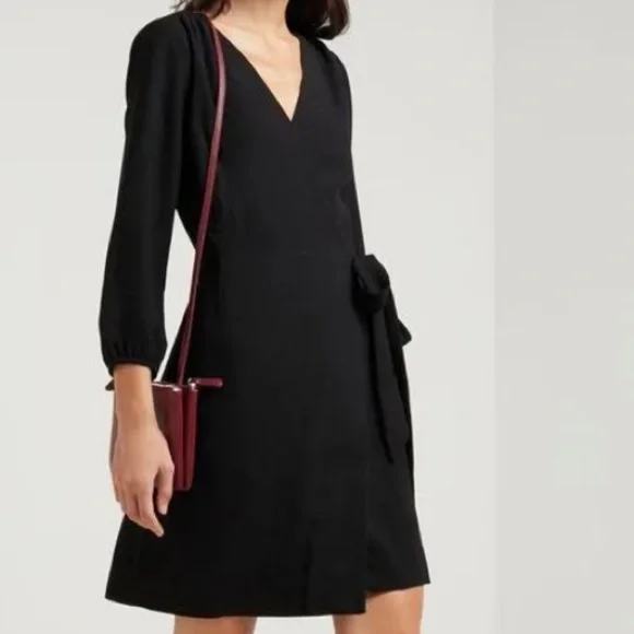 NWT J. Crew Wrap Dress 365 Crepe Black Size 2