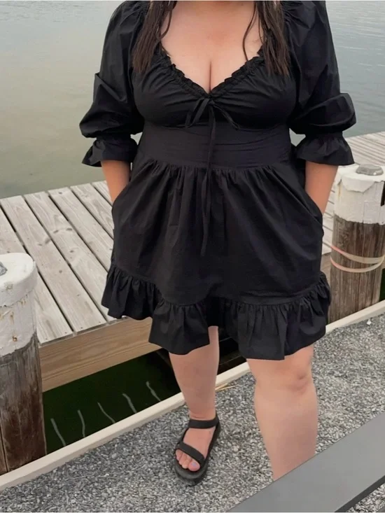 Hill House Black Ruffled Dress