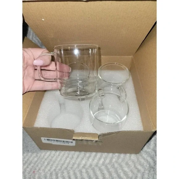 Drinking Glasses Set Of 4 Clear Class With Handle