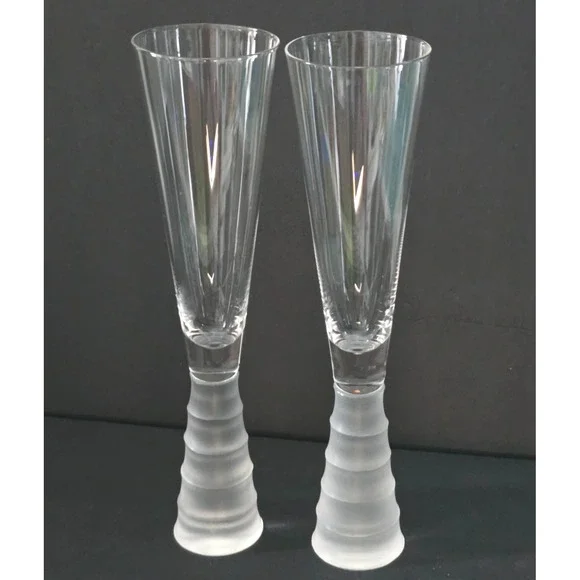 zodax terrell champagne flutes set of 2 frosted base bamboo‎ stem 9.25