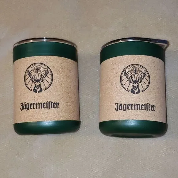 2‎ Jagermeister Cork Tumblers with Lids 10fl.oz.