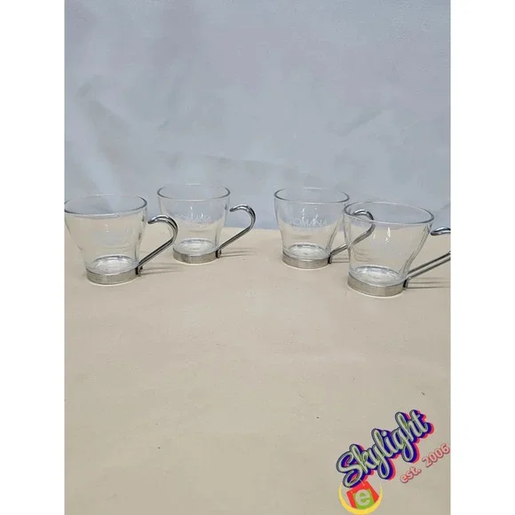 Bormioli Rocco Italy Set of 4‎ Verdi Espresso Glass Cups Romana Vitrosax Sambuca