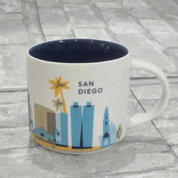 Starbucks Coffee Mug San Diego You Are Here Collection Blue White Ceramic 14oz‎