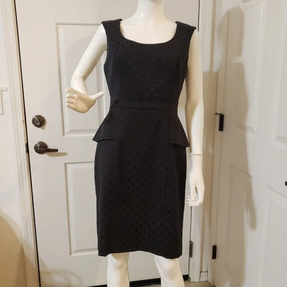 White House Black Market Black Polka Dot Midi Dress