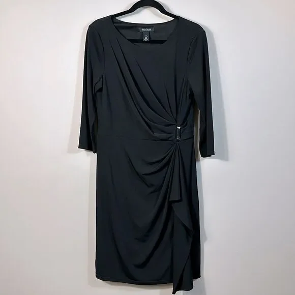 White House Black Market Black Dress Pullover 3/4 Sleeve Stretch Women Size 10