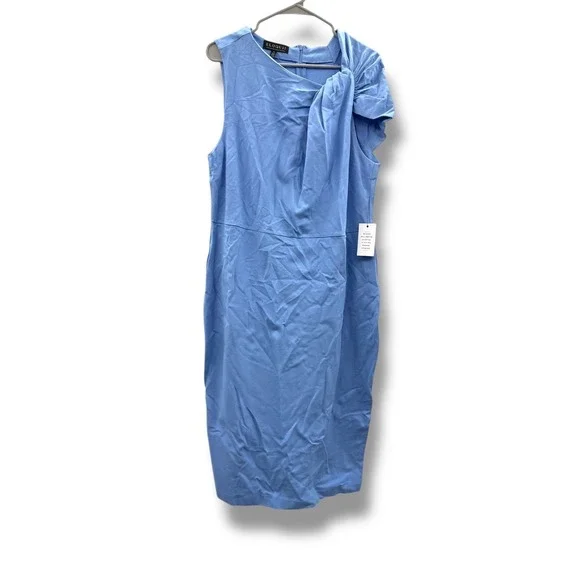 Eloquii NWT Blue Sheath Dress Size 20 Sleeveless Bow‎ Neck Career Formal