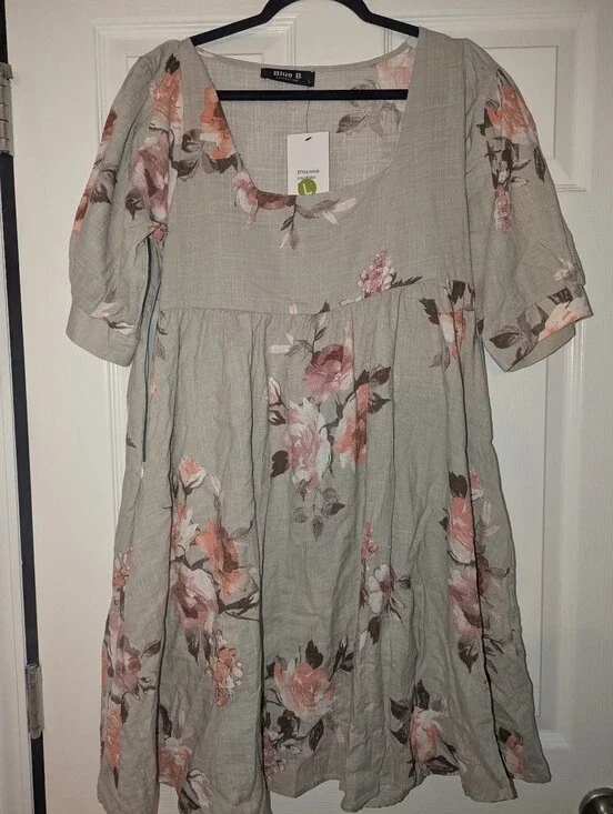 Blue B Collection Sage Floral Midi Dress Women’s Large Cottagecore Babydoll Puff