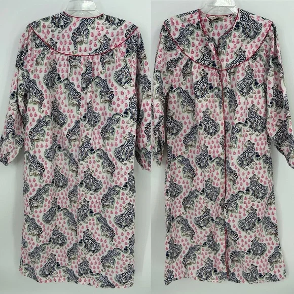 RARE Printfresh Blue Pink White Tiger Queen Nightgown Night Dress Small