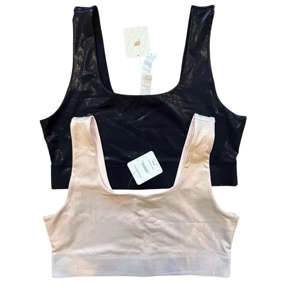 Fabletics Harlyn Midi Medium Impact Sports Bra‎ XXL Black+Pink Hologram NWT 2pk