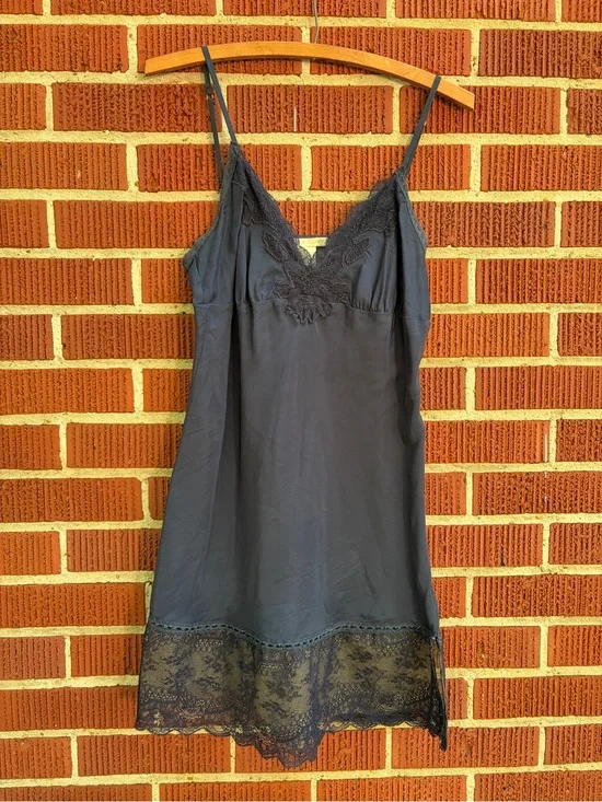 Navy Lace-Trim Slip Dress - Women's Intimates