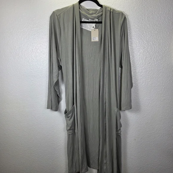 Barefoot Dreams Malibu‎ Collection Ultra Soft Rib Piped Robe Harbor Haze Size XL