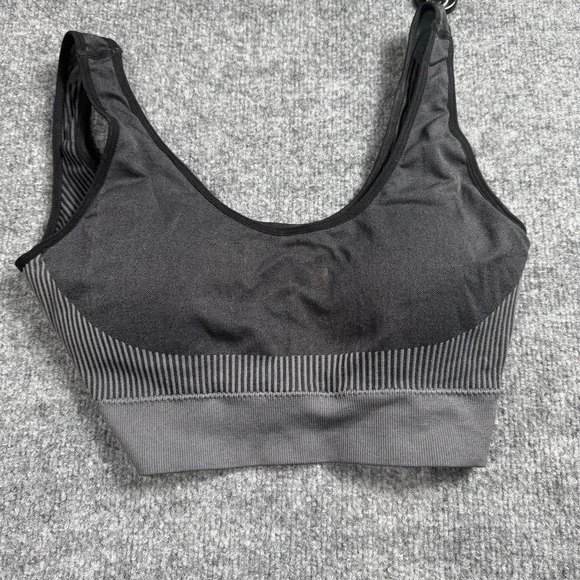 Gray Seamless‎ Sports Bra Ribbed Band Compression Activewear Crop Top Size 2X