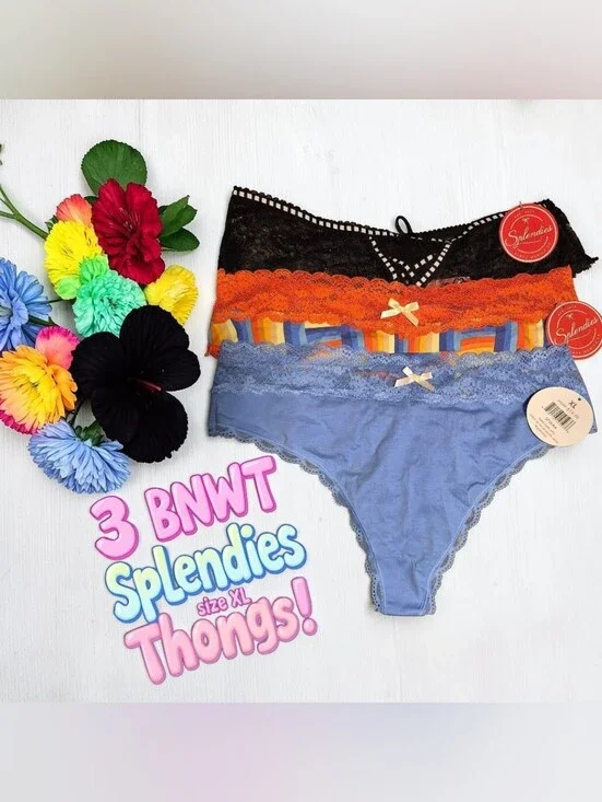 NWT Splendies Panties Bundle Lot of Three Thongs Size XL