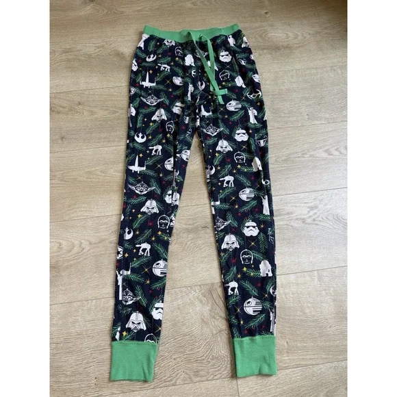 Womens Hanna‎ Andersson STAR WARS Christmas Holiday Green Pajama Bottoms Sz XS