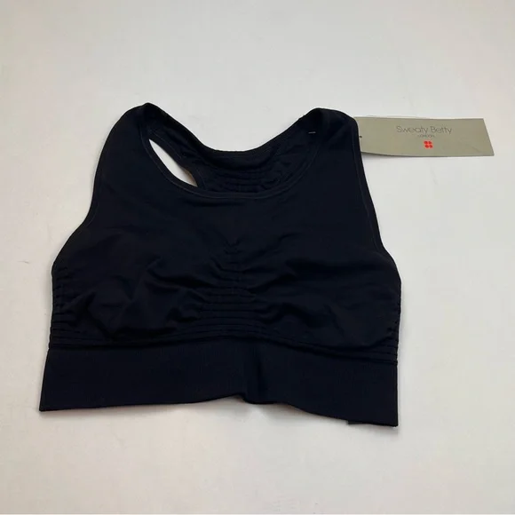 Sweaty Betty Womens Size Small Black Stamina Workout Sports Bra Athletic Gym NEW