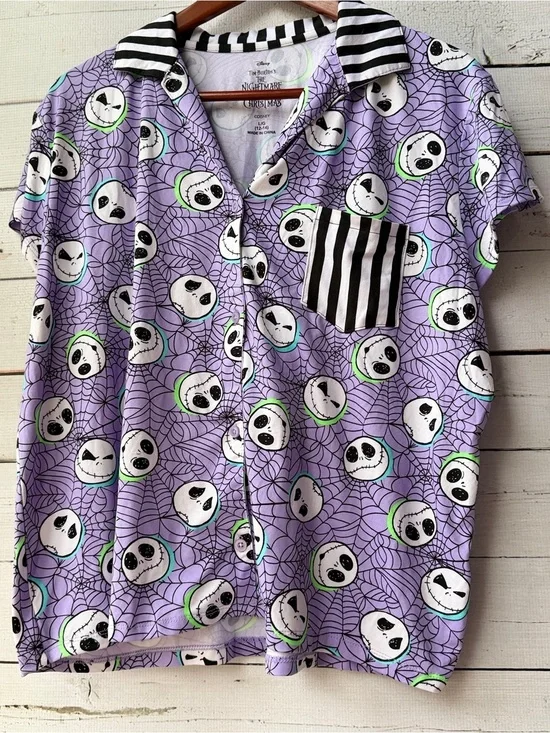 Disney The Nightmare Before Christmas Lavender and Mint Graphic Shirt- Large