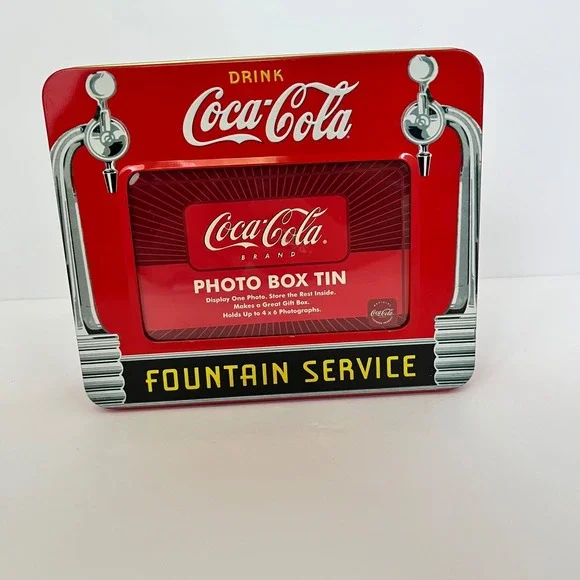 Drink Coca-Cola Photo Box Coke Fountain‎ Service Collectors Tin Storage Box
