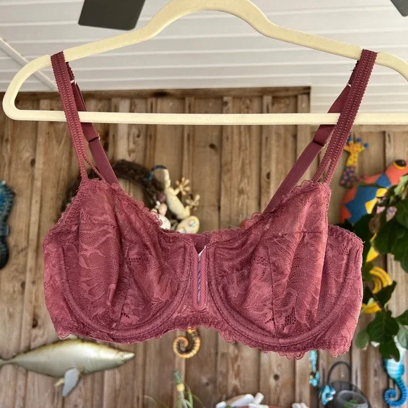 Auden Lace Underwire Bra 36B Dusty Rose Mauve Unlined Full‎ Coverage