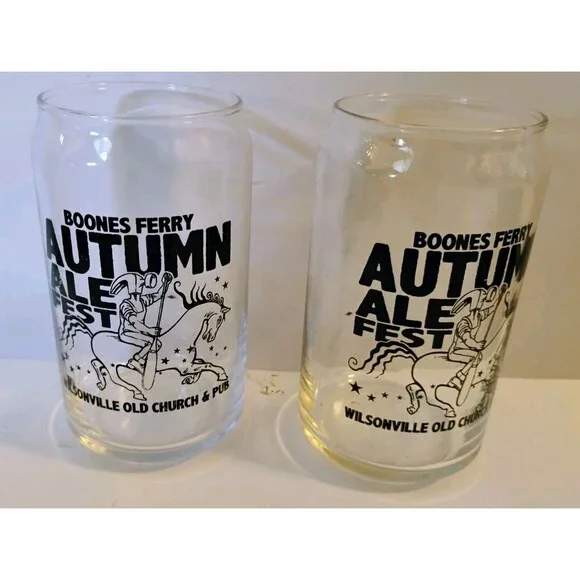 Set of 2 McMenamins Boones Ferry Autumn Ale Fest Can Glasses Wilsonville OR