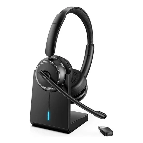 Angteela Wireless Headset with Mic ANC ENC Noise Cancelling Charging Base