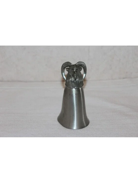 Vintage Connecticut Pewter Goat Head Stirrup Cup Shot Glass Ram Hunting Barware