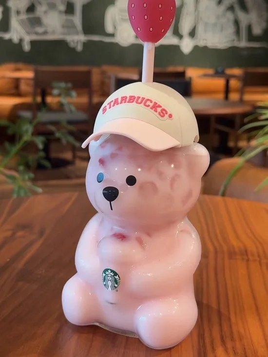 Starbucks Bear Cup Strawberry Pink Bear Bearista with Cap  in Box