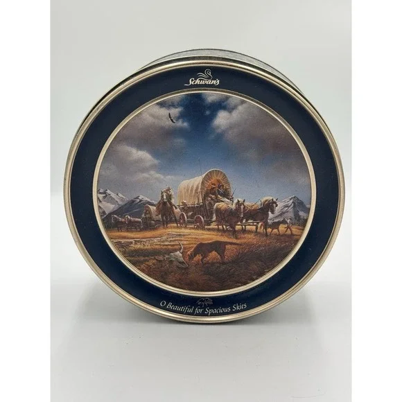 2001 Schwan's 49th Anniversary Terry Redlin Spacious Skies Tin Round Blue