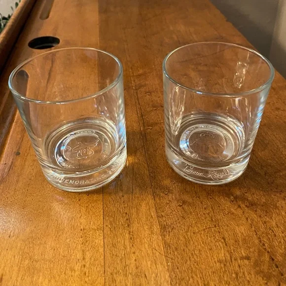 Crown Royal 75th Anniversary Scotch Rocks Glasses Heavy Made In Italy Set Of Two