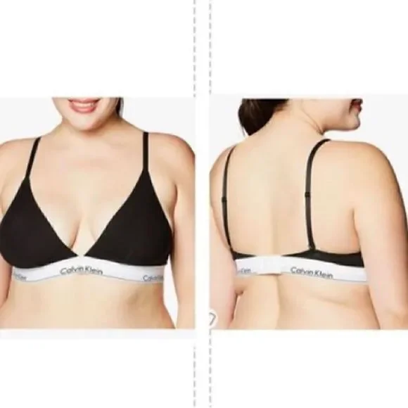 Calvin Klein Women's Modern Cotton Lightly Lined Triangle Wireless Bralette, bla