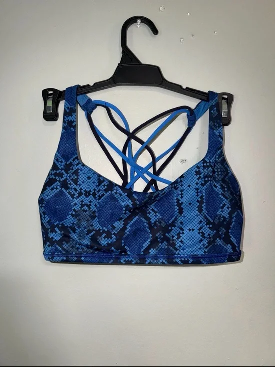 lululemon athletica Blue/Black Snake-Print Strappy Sports Bra