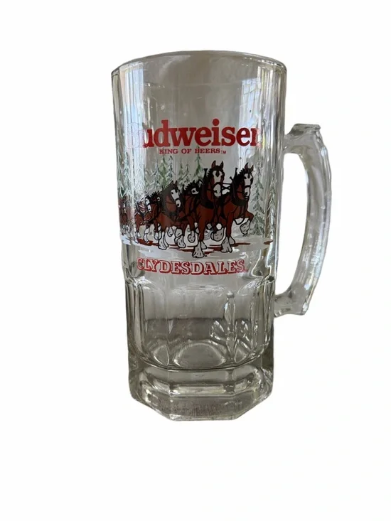 Vintage Budweiser Clydesdales Beer Stein Glass Mug – Heavy Barware