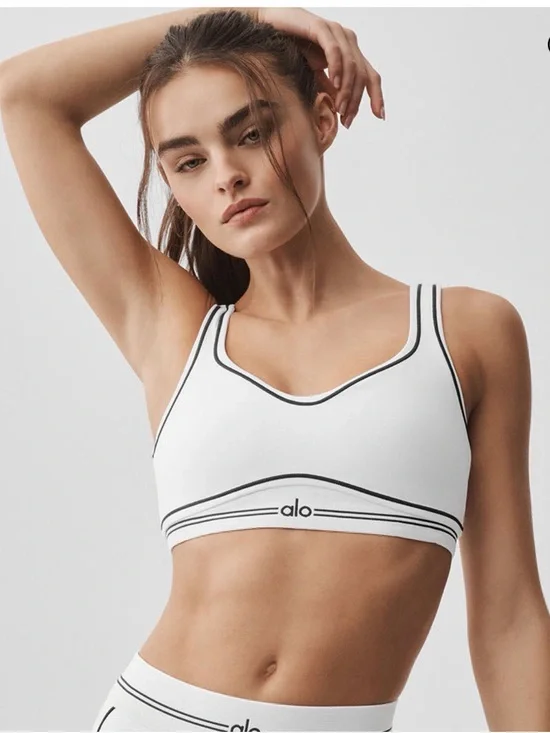 ALO Yoga airbrush Heart Throb Bra white/black